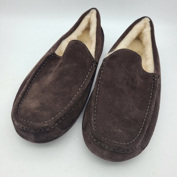 UGG Mens Ascot Slipper loafers brown suede comfort shearling 1101110 sz 9 new main image 4